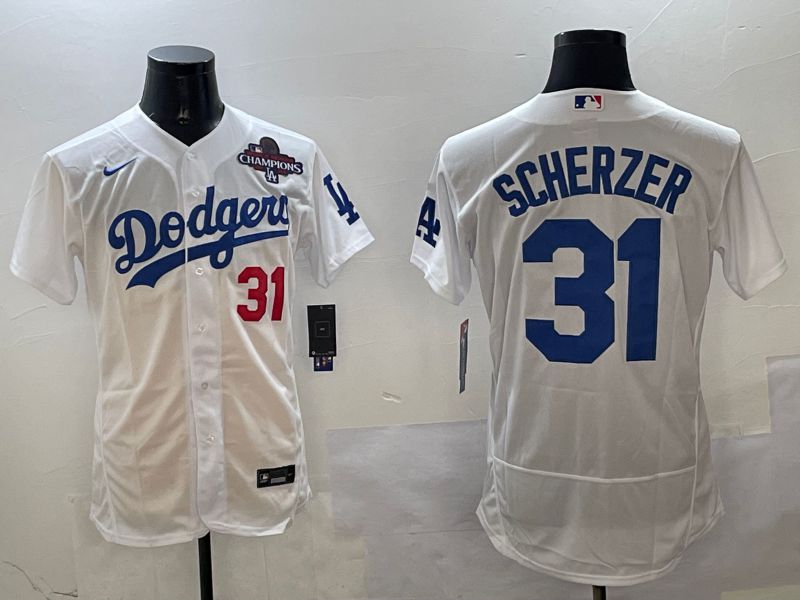 Men Los Angeles Dodgers #31 Scherzer White Elite 2025 Nike MLB Jersey style 3204
